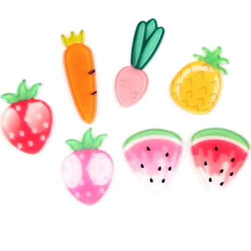 10pcs 25X36MM Mix Resin arcylic plastic fruit charms watermelon carrot jewelry making accessories DIY pendants handmade ornament
