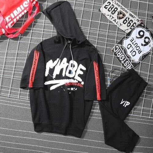 WWKK 2020 Summer Mens Hooded Set Wear New Casual letter Printed T-Shirt + Shorts Harajuku 2 PCS Street Fashion Set Tracksuit