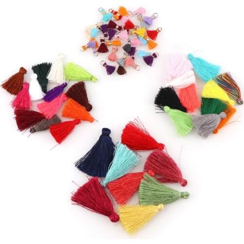 30pcs 14mm 27mm 32mm 44mm Tassels Cotton Charms Imitation Silk Satin Tassels Pendant For Making Bracelet Earring Jewelry