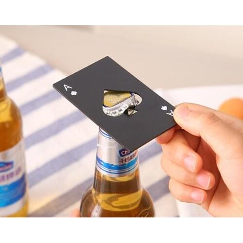 400pcs/lot Black/Silver Poker Card Spades Beer Bottle Opener Personalized Stainless Steel Bottle Opener Bar Tool SN056
