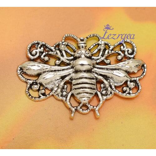 8pcs/lot--45x29mm, Antique silver plated bee charms,DIY supplies,Jewelry accessories