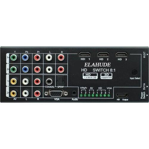 8 in 1 Digital Multi-function Converter AV /YPbPr/ VGA to HD With Coaxial/SPDIF Audio output For PC PS3 Camera