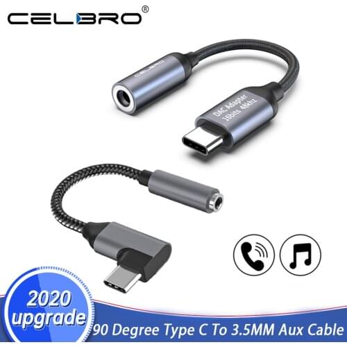 Type C Adapter USB C To 3.5mm 3.5 Jack Earphone Audio Converter Headphones Cable For Samsung Galaxy Tab S6 5G Z Flip 90 Degree