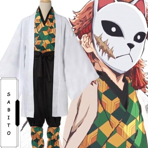Anime Comic Demon Slayer Kimetsu no Yaiba Cosplay Costumes Sabito Cosplay Costume Kimono Uniforms Samurai Clothes Kendo suits