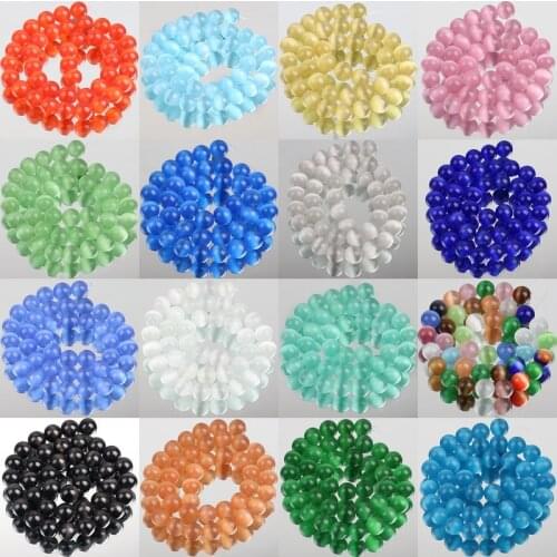 16 Colors Cats Eye Opal Natural Stone Glass 4/6/8/10/12MM Loose Spacer Moonstone Beads For Jewelry Making DIY Bracelet Finding