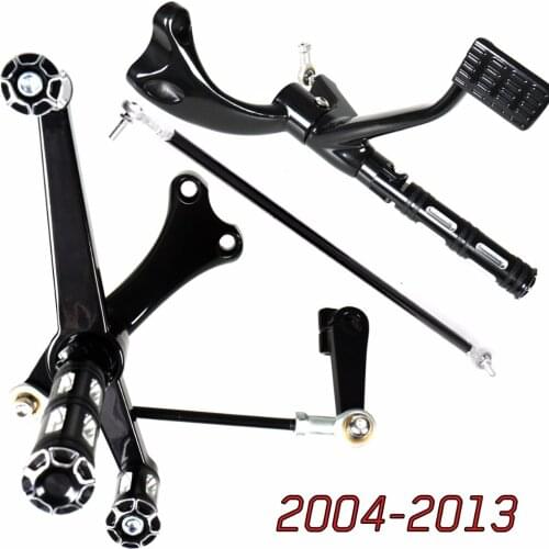 Gloss Black Forward Controls Heel Toe Shifter Lever&Edge Cut Pegs&Linkages For 2004-2013 Harley Sporster XL 883 1200 Models