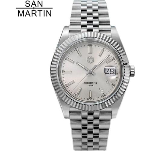 San Martin SN058G Business Luxury Watches Sapphire Glass Carving Bezel Automatic Stainless Steel Custom Classic Steel Watch Men