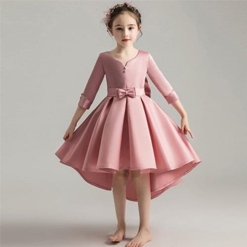 Children Girls Elegant Birthday Wedding Party Ceremony Ball Prom Dress Baby Kids Piano Performance Host Costume Tail Dress Wear