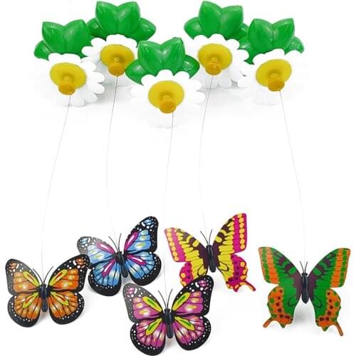 Electric Cat Toy Rotating Bird Cat Toy Interesting Flower And Green Leaf Interactive Toy Flying Bird Funny Butterfly Pet Toy