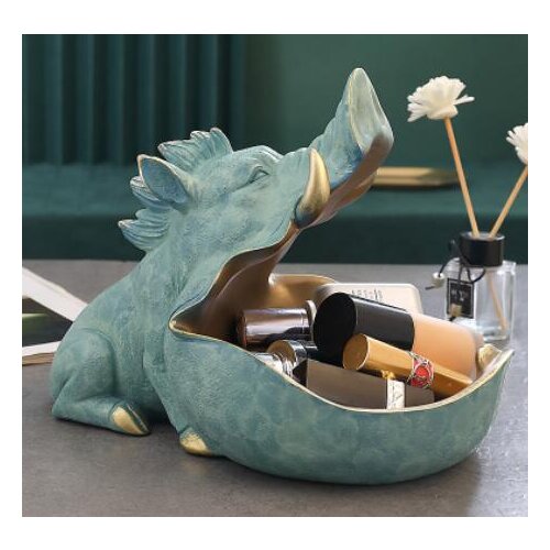 Wild pig Figurine big mouth boar storage box home decoration ornamental resin art sculpture figurines home decor gift decorative