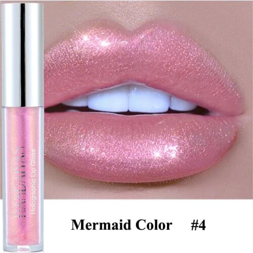 Mermaid Holographic Lip Gloss Lip Tattoo Liquid Lipstick Glitter Lip Gloss Plumper Makeup Shimmer Lip Tint rouge a levre