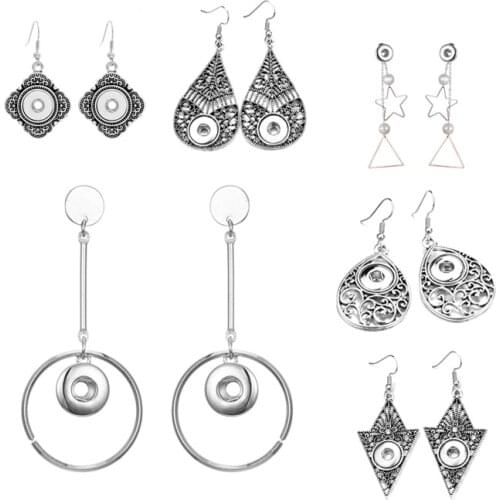 Hot Sale Fashion Interchangeable Crystal 003 Earring Fit 12mm Snap Button Earring For Women Christmas Gfit Charm Jewelry