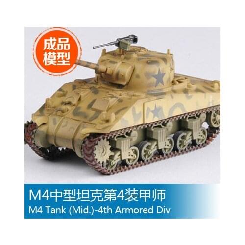 Trumpeter easymodel scale finished model 1/72 M4 Tank -4th (Mid.) Armored Div. 36253