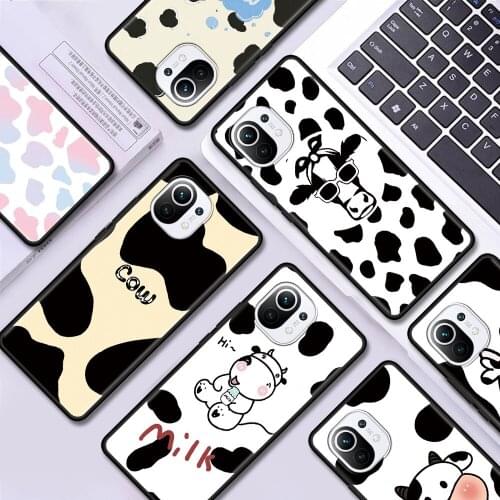 Cute Cow Spots Case for Xiaomi Mi Poco X3 NFC 11 Ultra 10T Pro 9T M3 Black Phone Bag CC9 Note 10 A2 Lite F1 Capa TPU Cover Coque