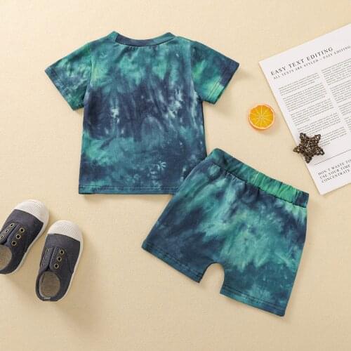 2021 Fashion Summer Toddler Kids Baby Boys Girls Clothes Tracksuit Sets Tie-dye printed Short Sleeve Tops Shorts Casual Outfits