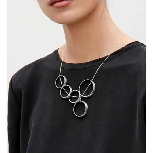 Fashion Geometric Circle Pendant Choker Necklace Bohemian Boho Chunky Neckalces Collares Collier For Women Jewelry Gift