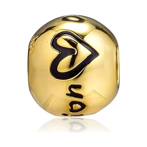 Fashion Golden Shine Jewelry True Uniqueness Charm Beads for браслеты Silver 925 Bracelets Mothers Day Jewelry Round Beads