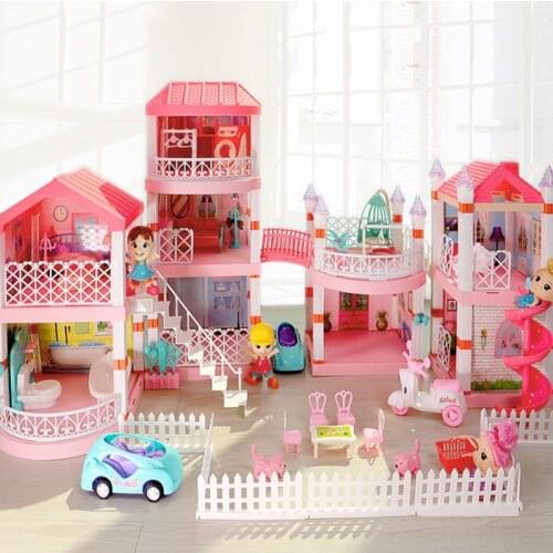Diy Dollhouse Miniature Kits Model Building Kits Barbie House Big Doll House Furniture For Dolls Toys For Children Birthday Gift
