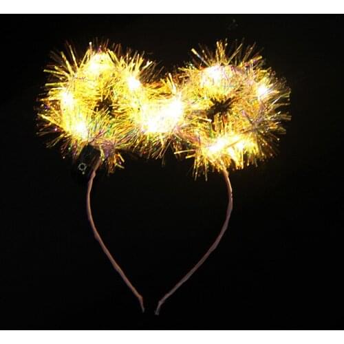 Novelty outdoor luminous gold wire head with children toys Cute round ear design girl birthday Concert supplies Third gear light
