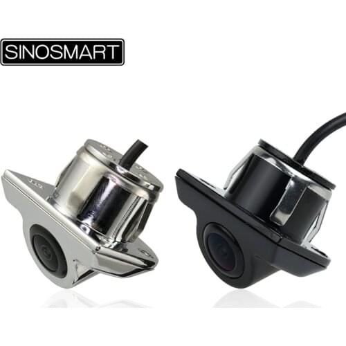 SINOSMART HD Universal Reversing Parking Backup Camera with Ultra-Thin Shell Stainless Metal Chrome Black 22.5mm
