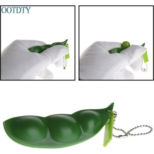 New Squeeze-a-Bean Soybean Fidget Vent Toys Stress Relieving Keychain Keyring Gift #330