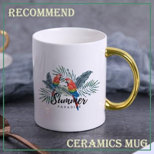 New Color bird gold handle mug,fashion coffee cup advanced mug ceramic cup,simple Nordic teacup Drinkware gift KTZW-003