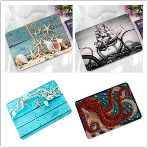 Shell Boat Printed Welcome Home Mats Dust Proof Door Mats Outdoor Slip Resistant Mats For Bathroom Bedroom Kitchen Area Rug