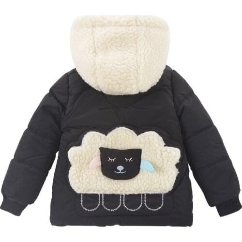 0-5 years old new winter girls' cotton padded clothes babys thickened cashmere hooded cartoon cashmere cotton padded jacket