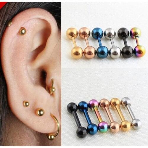 Simplicity Titanium Steel Gold Peas Ear Stud Ear Bone Stud Dumbbell round Ball Ball Ear Stud Ear Bone Stud Ornament