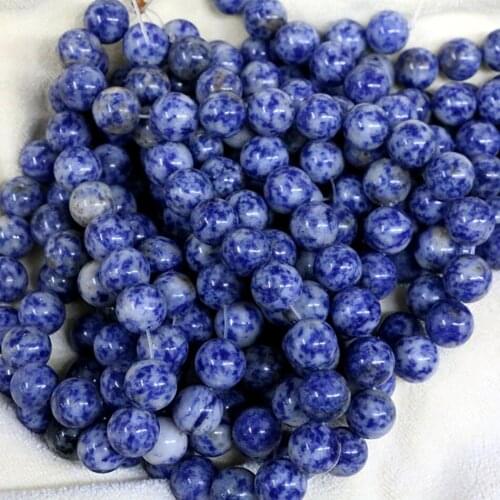 Multicolor blue speckle natural stone round loose beads 4mm 6mm 8mm 10mm 12mm 14mm vintage jewelry making 15inch MY5144