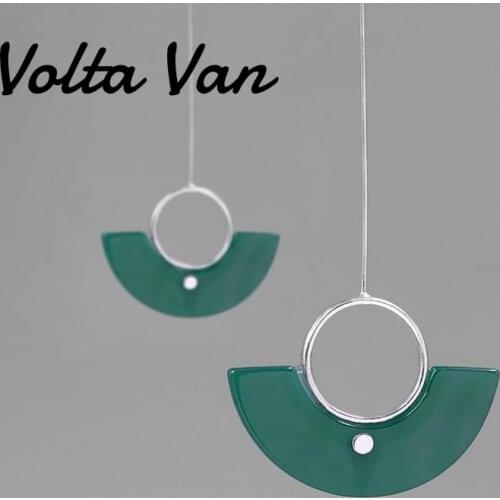 Volta Van Agate Drop Earrings 925 Sterling Silver 2021 New Elegant Vintage Chinese Style Fine Jewelry Geometric Silver Earrings