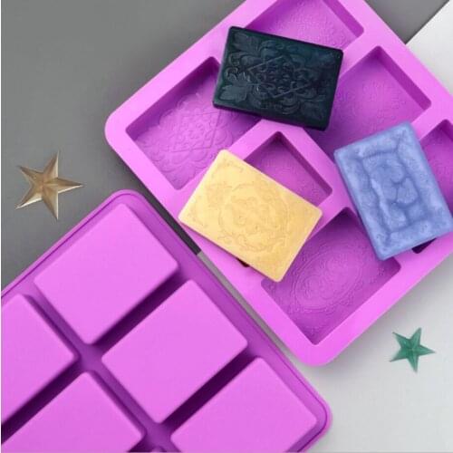 6 cavity pattern silicone soap mold kitchen baking silicone cake mold handmade essential oil soap mold