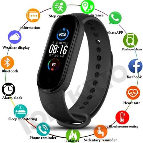 M5 Smart Watches Men Women Heart Rate Monitor Blood Pressure Fitness Tracker Smartwatch Band 5 Sport Watch for IOS Android