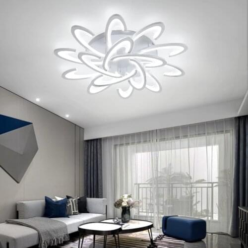 Modern LED Chandelier With Remote Control Ceiling lamp Bedroom Living Room Kitchen White Lamps Luminaires Design Petal Fixture