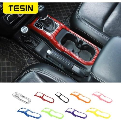 TESIN ABS Gear Shift Cover Panel Decoration Cover Stickers for Jeep Wrangler JL 2018+ Accessories for Jeep Gladiator JT 2018