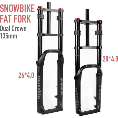 26*4.0 Snow Bicycle Fat Tire Bike Air Suspension Fork 135mm QR Dual Crown for Fatbike/Beach Bicycle Magnesium Quick Release