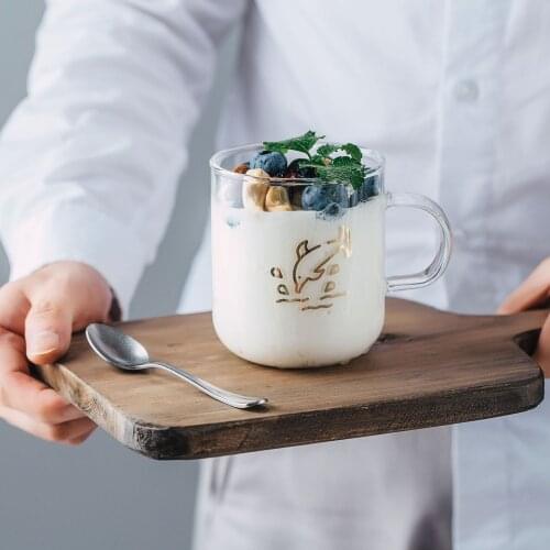 380ml Ins Japanese drinking cup with heat-resistant glass flower cup office mugs home creative juice cup