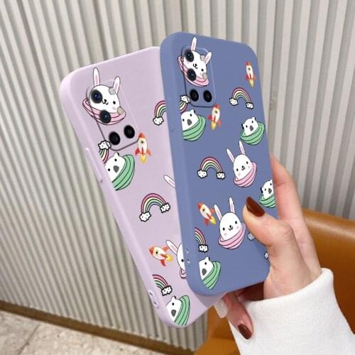 Bunny Liquid Silicone Camera Lens Protection Fashion Case For Oneplus 8t 9 9pro 9r pro Ultra Thin Soft Phone Cover Case Funda