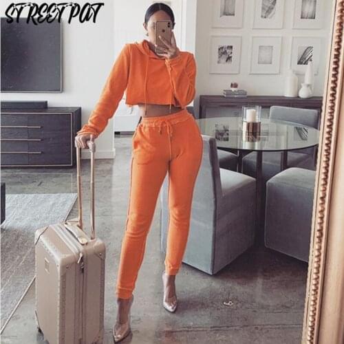 Solid Hoodies 2 Two Piece Set Women Tracksuit Bright Line Crop Top+Pants Sets Elastic Casual Sport Vacation Outfits Sweatsuit