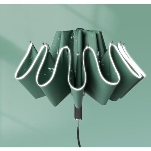 Automatic Reverse Reflective Stripe Rain Umbrella Folding Men Business Umbrella Gift Custom Logo Rain Umbrella Umbrella
