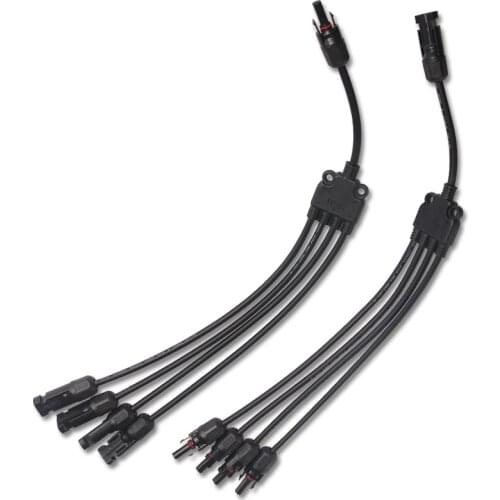 1Pair x PV 4Y Branch parallel connection 30A 1000V Electrical PV-4Y Connector Photovoltaic 4pcs solar Panel Cable
