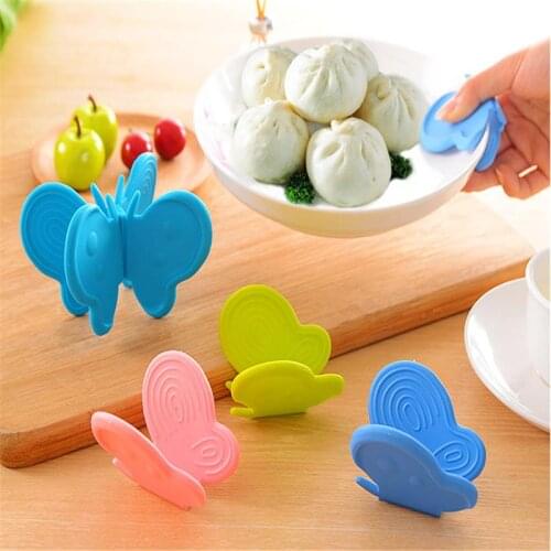 100pcs/lot Kitchen Dishes Silicone Oven Heat Insulated Finger Glove Mitt Cute Cooking Microwave Non-slip Gripper Pot Holder