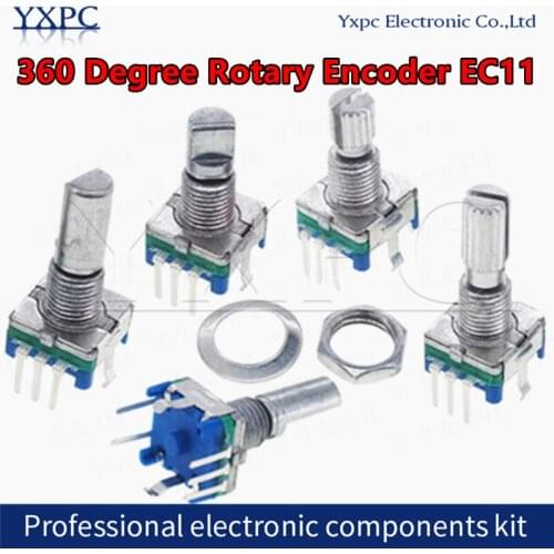 100pcs Half/Plum 360 Degree Rotary Encoder, handle length 15mm 20mm code switch/ EC11 / digital potentiometer with switch 5Pin