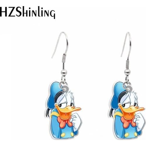 2021 donald duck Cartoon Acrylic Hook Earrings Dangle Drop Earrings resin Epoxy Fashion Jewelry