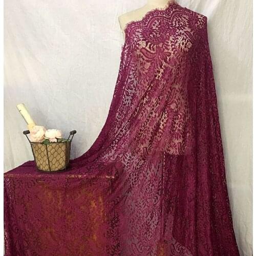 3M/Lot 150CM Wide Eyelash Lace Fabric Wedding Dress Diy Lace Trim Craft Clothing Skirt Materials French Bilateral Chantilly Lace