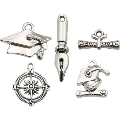 50 BULK GRADUATION Theme Charm Dr. Hat Bachelors Hat Pendants for DIY Jewelry Making Finding Grad 2020 Graduation Cap Charm Kl3