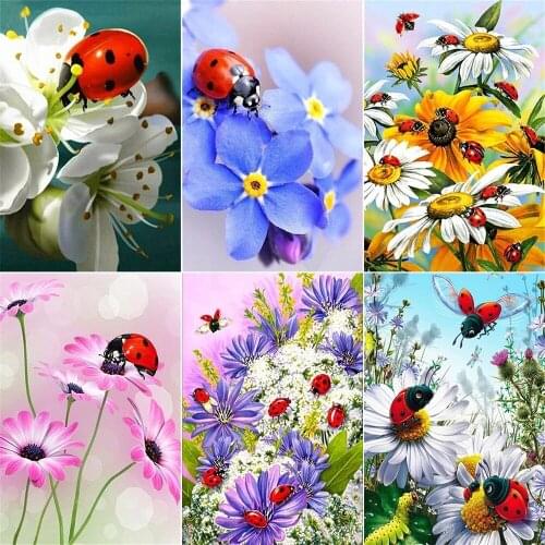 5d Diy Diamond Painting Round Diamond Ladybug Embroidery Mosaic / Wall Painting / Home / Kitchen Decoration New Products