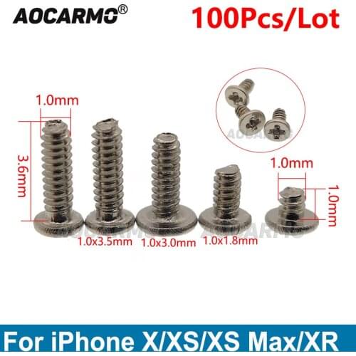 Aocarmo 100Pcs/Lot Inside Bolt Motherboard Frame Screw For iPhone X XS XSmax Max XR 1x1 1x1.8 1x3 1x3.5 1x3.6 1.2x1 1.2x6 mm