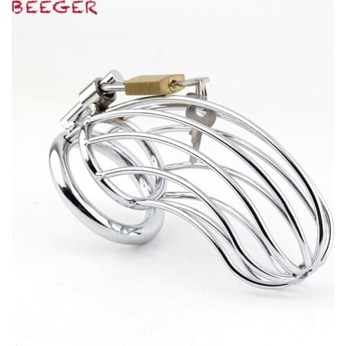 BEEGER Caged Tiger Chastity Device Open Style Breathable Steel Cage for Men