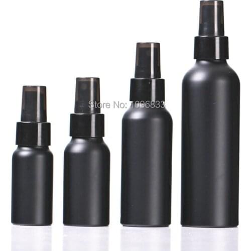 Black Spray Bottle 30ml Aluminum Refillable Bottle 50ml Essential Oil Container Bottle 100ml Empty Cosmetic Packaging Vial 150ml